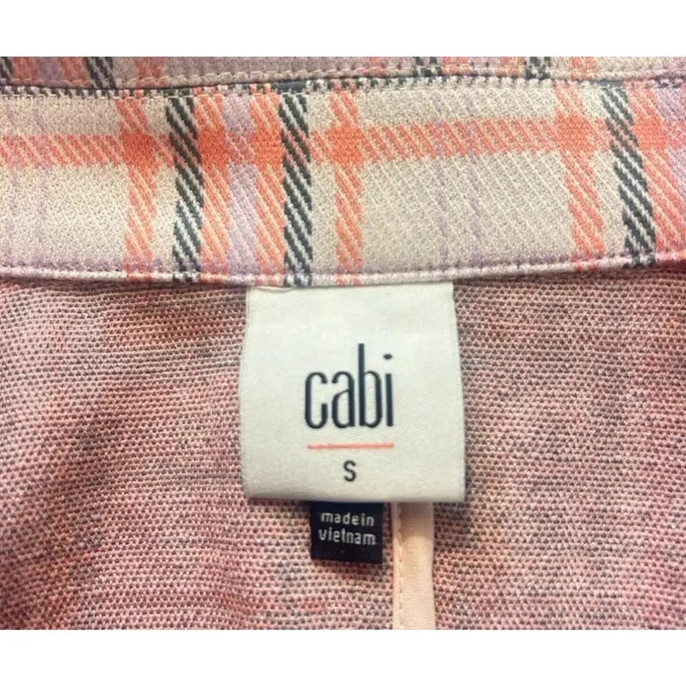 Cabi Playdate Plaid Pink Cropped Blazer Jacket Size Small #6257 Soft Stretch - Picture 4 of 8